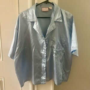 Sweet Notions Satin Button Up Shirt Sz XXL
